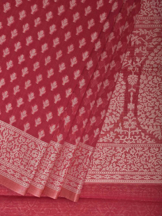 Pink Dhakai Jamdani Cotton Viscose Saree with Mango Pallu and Border Design dj0145