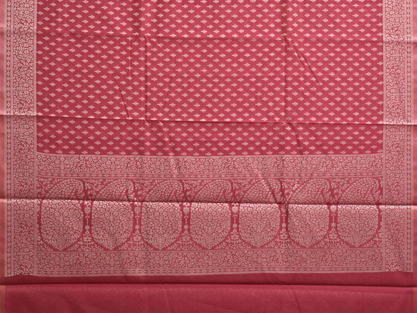 Pink Dhakai Jamdani Cotton Viscose Saree with Mango Pallu and Border Design dj0145