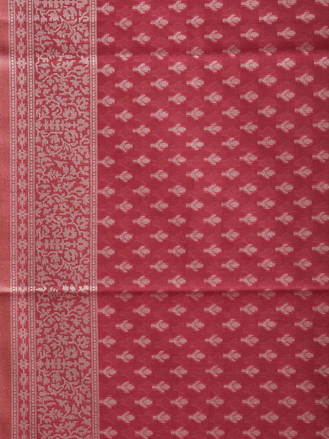 Pink Dhakai Jamdani Cotton Viscose Saree with Mango Pallu and Border Design dj0145