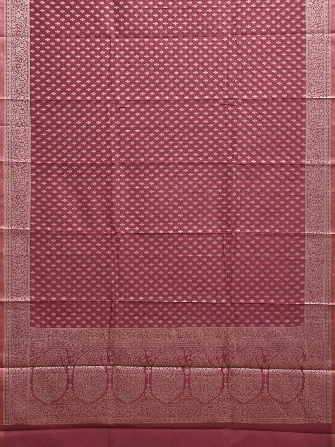 Magenta Dhakai Jamdani Cotton Viscose Saree with Mango Pallu and Border Design dj0146