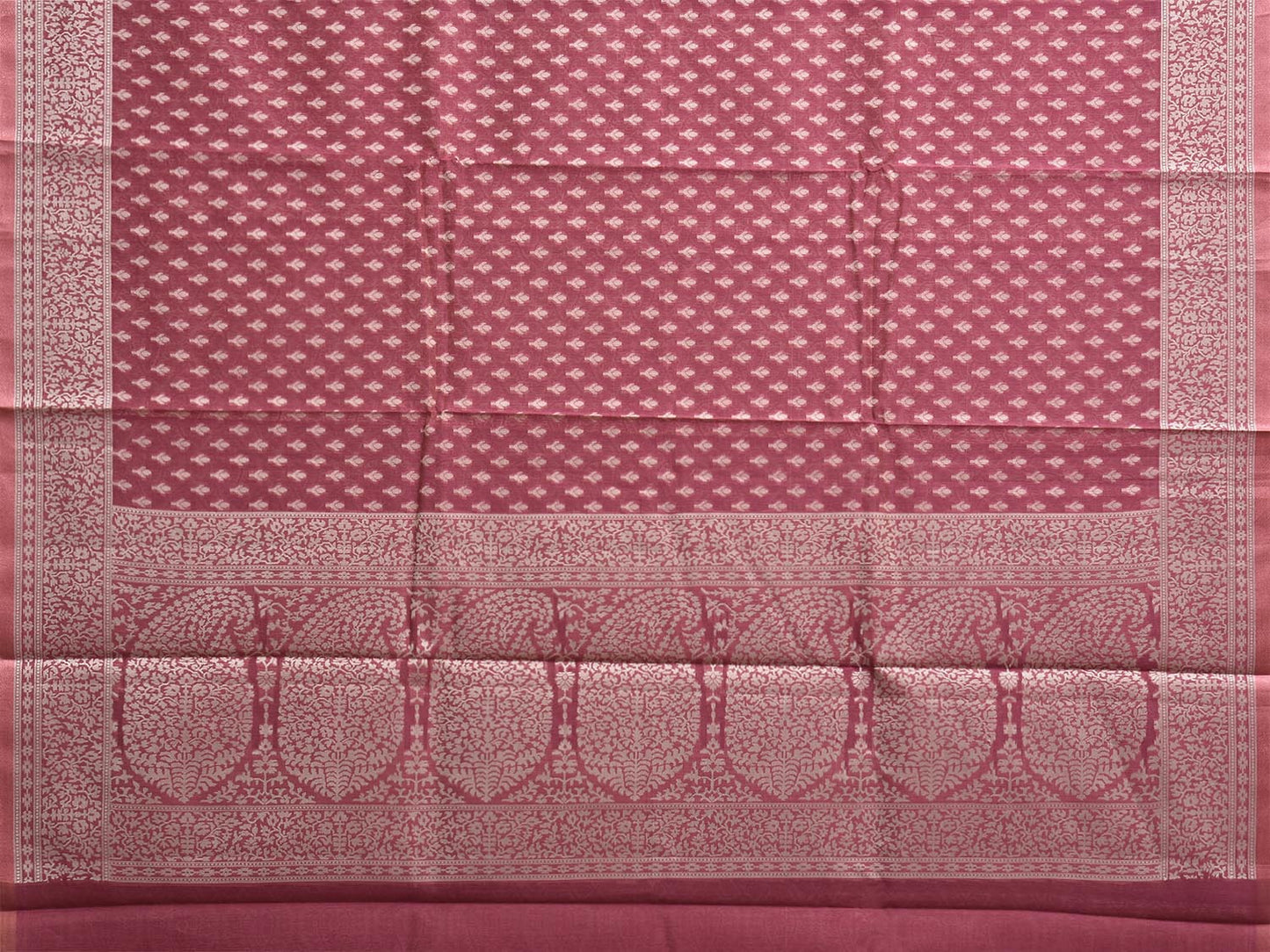 Magenta Dhakai Jamdani Cotton Viscose Saree with Mango Pallu and Border Design dj0146