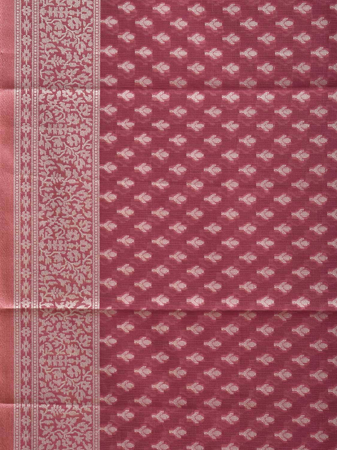 Magenta Dhakai Jamdani Cotton Viscose Saree with Mango Pallu and Border Design dj0146