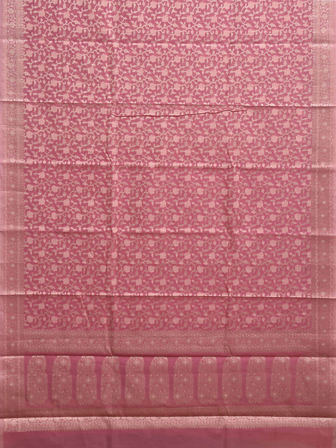 Pink Dhakai Jamdani Cotton Viscose Saree with Floral Body and Pallu Design dj0147