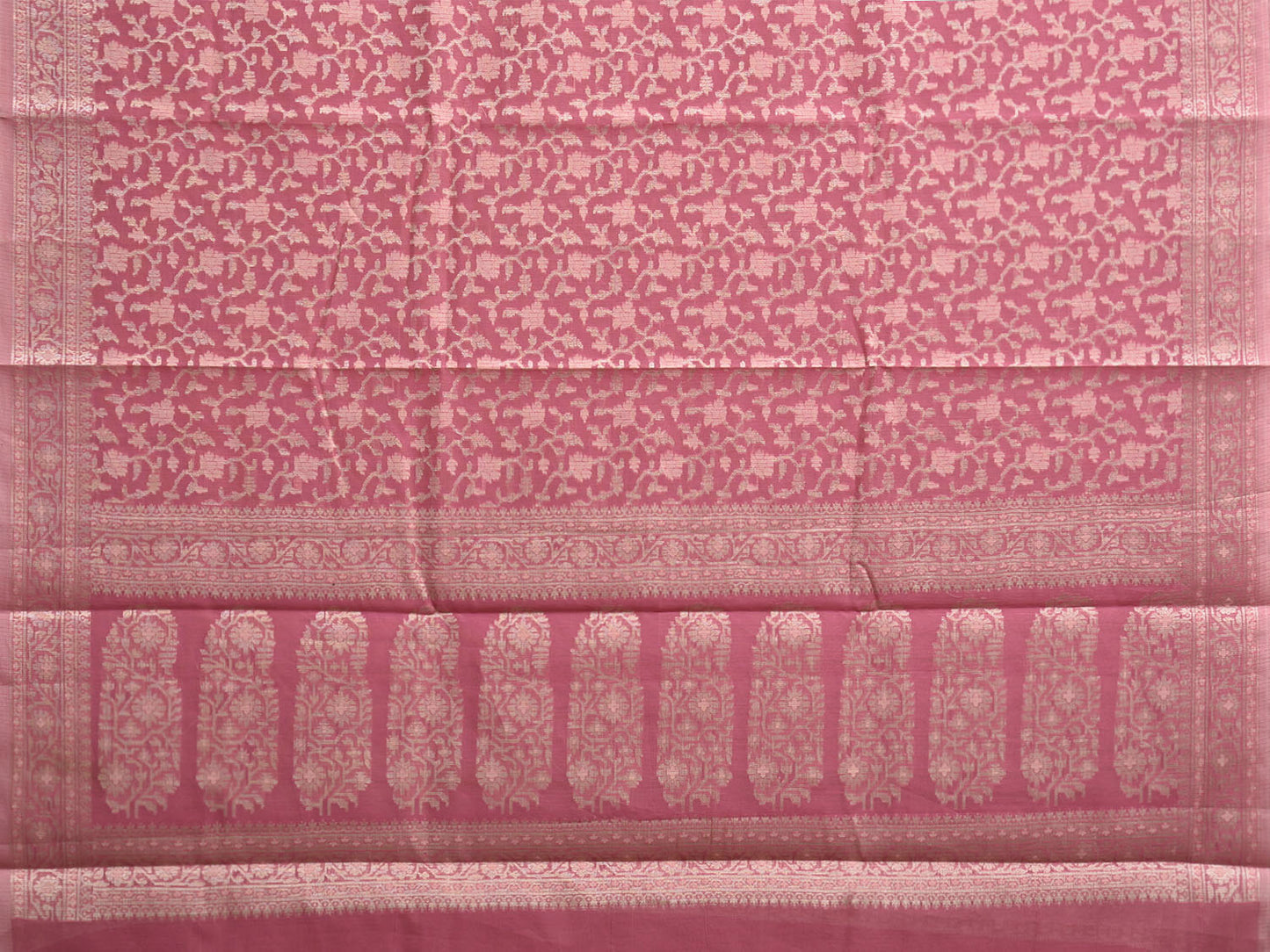 Pink Dhakai Jamdani Cotton Viscose Saree with Floral Body and Pallu Design dj0147