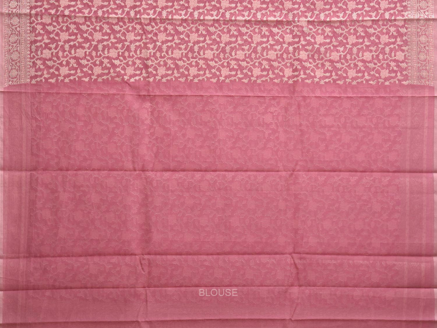 Pink Dhakai Jamdani Cotton Viscose Saree with Floral Body and Pallu Design dj0147