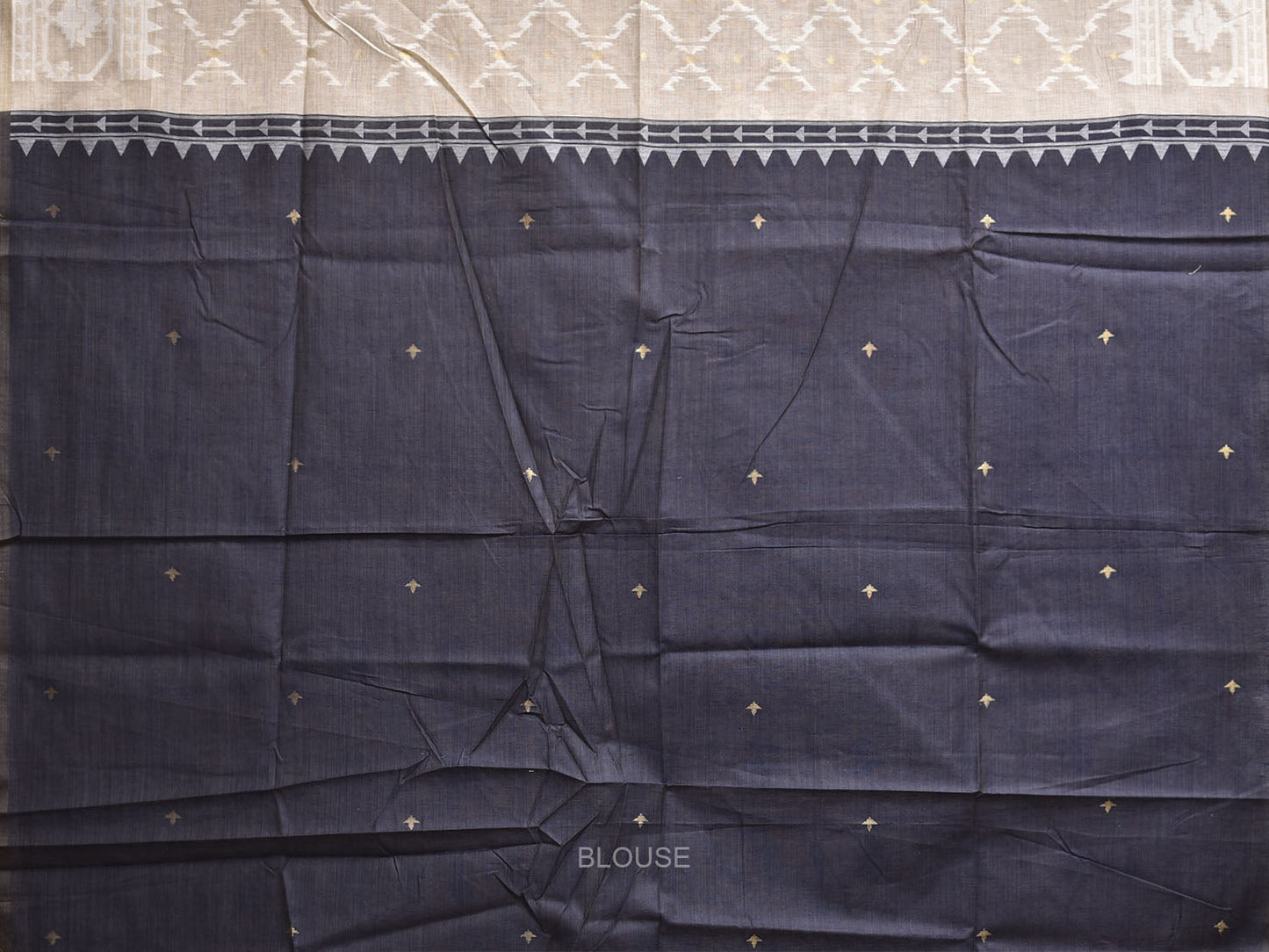 Beige Dhakai Jamdani Cotton Viscose Saree with Grill Body and Pallu Design dj0148