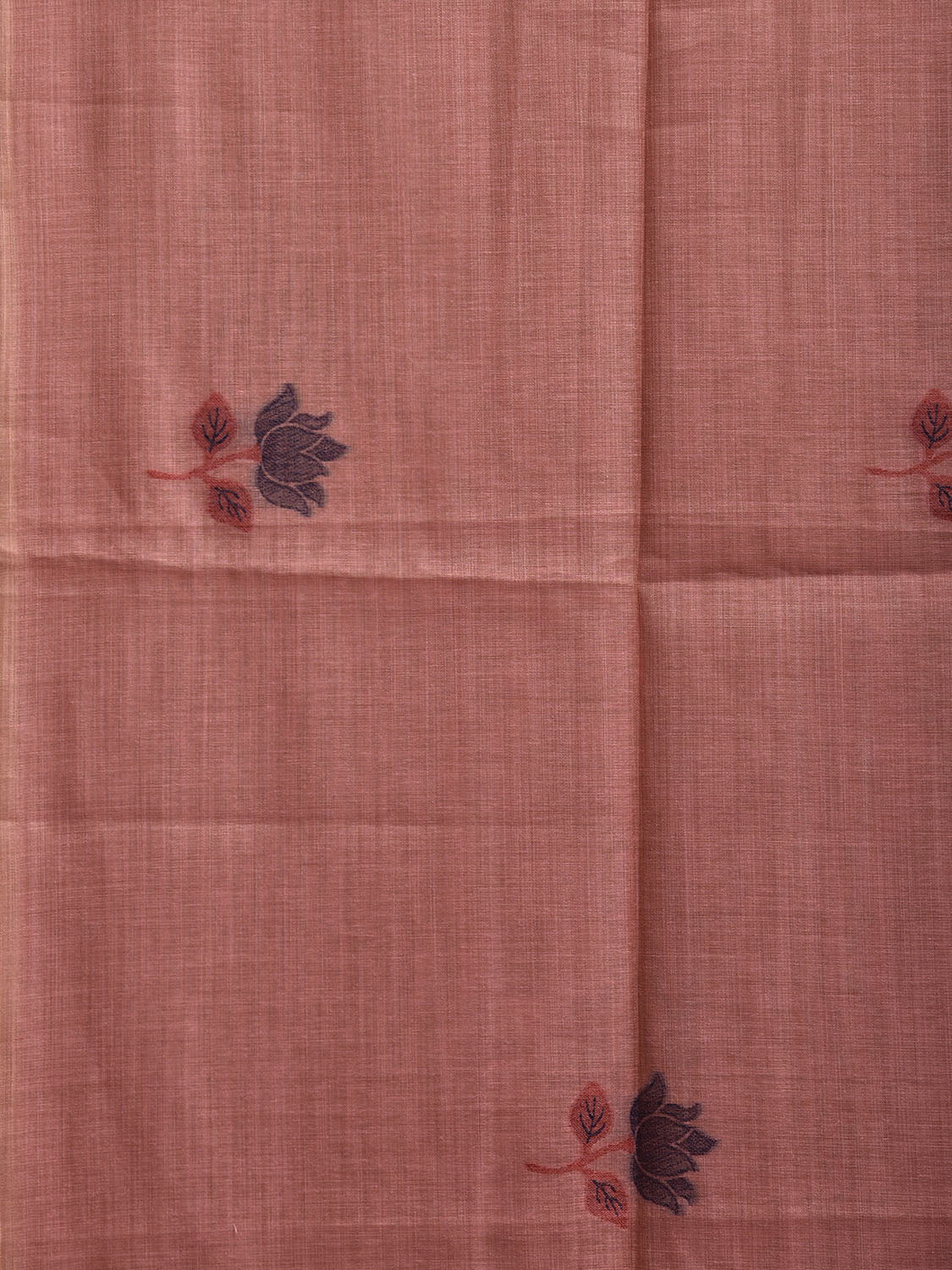Dark Peach Dhakai Jamdani Cotton Viscose Saree with Lotus Buta and Pond Pallu Design dj0150