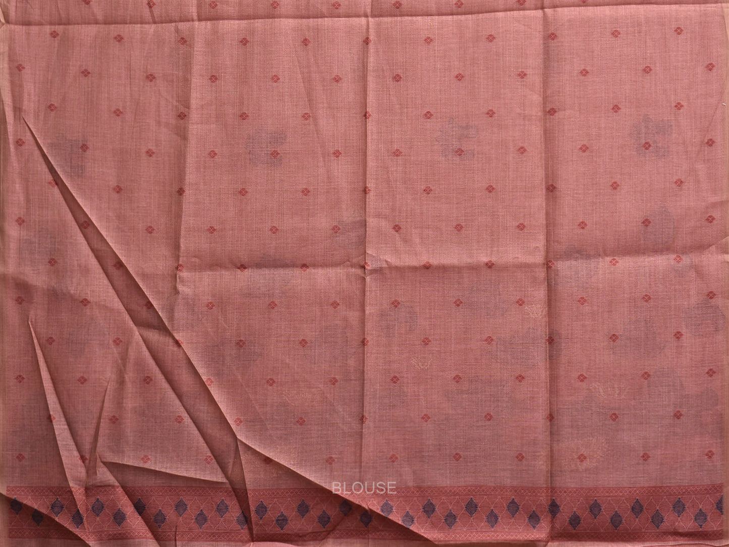 Dark Peach Dhakai Jamdani Cotton Viscose Saree with Lotus Buta and Pond Pallu Design dj0150