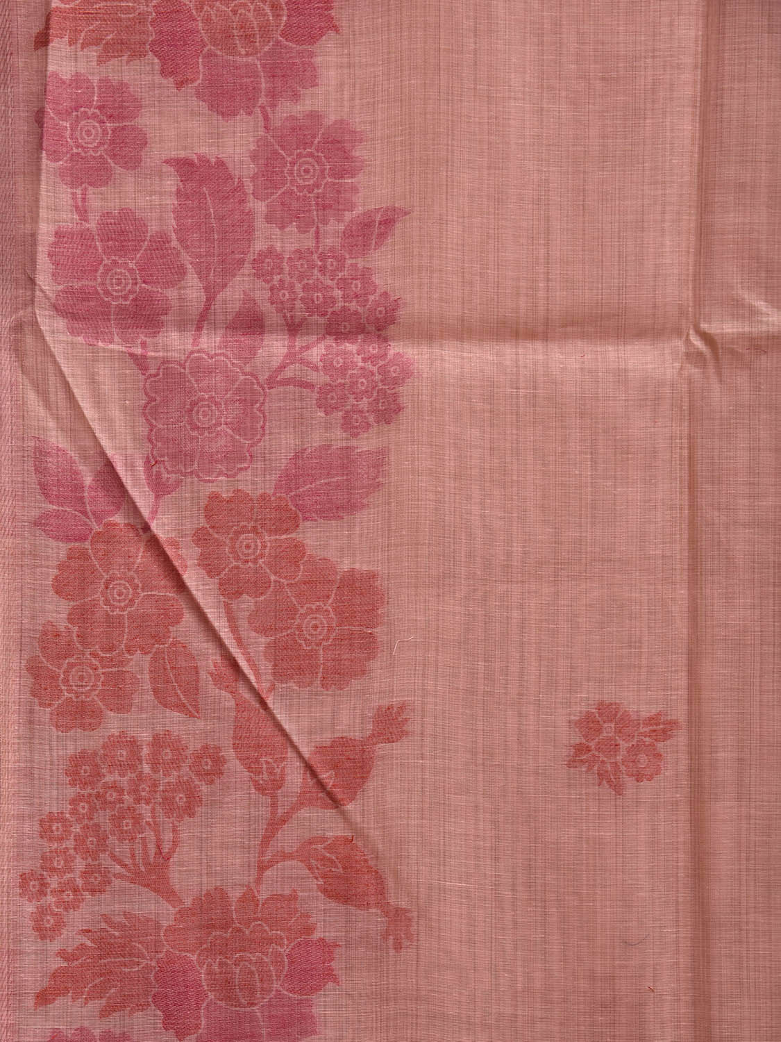 Peach Dhakai Jamdani Cotton Viscose Saree with Border and Pallu Floral Design dj0158