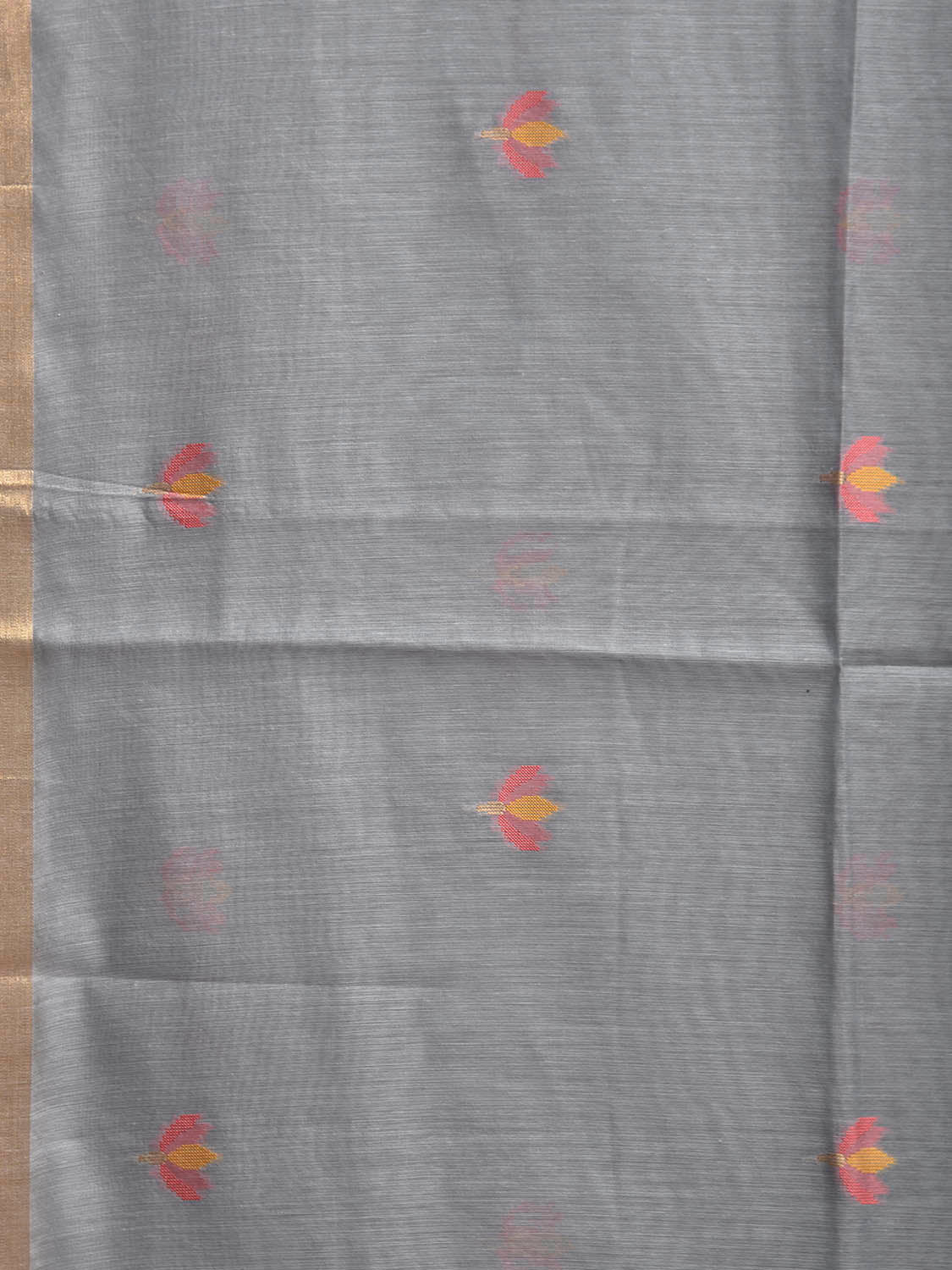 Grey Dhakai Jamdani Cotton Viscose Saree with Floral Pallu Design dj0159