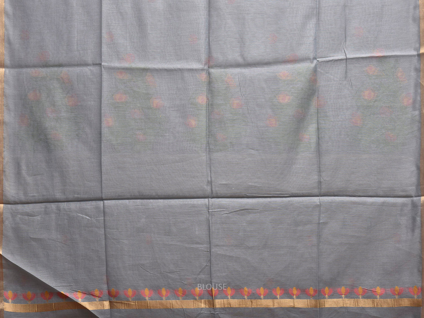 Grey Dhakai Jamdani Cotton Viscose Saree with Floral Pallu Design dj0159