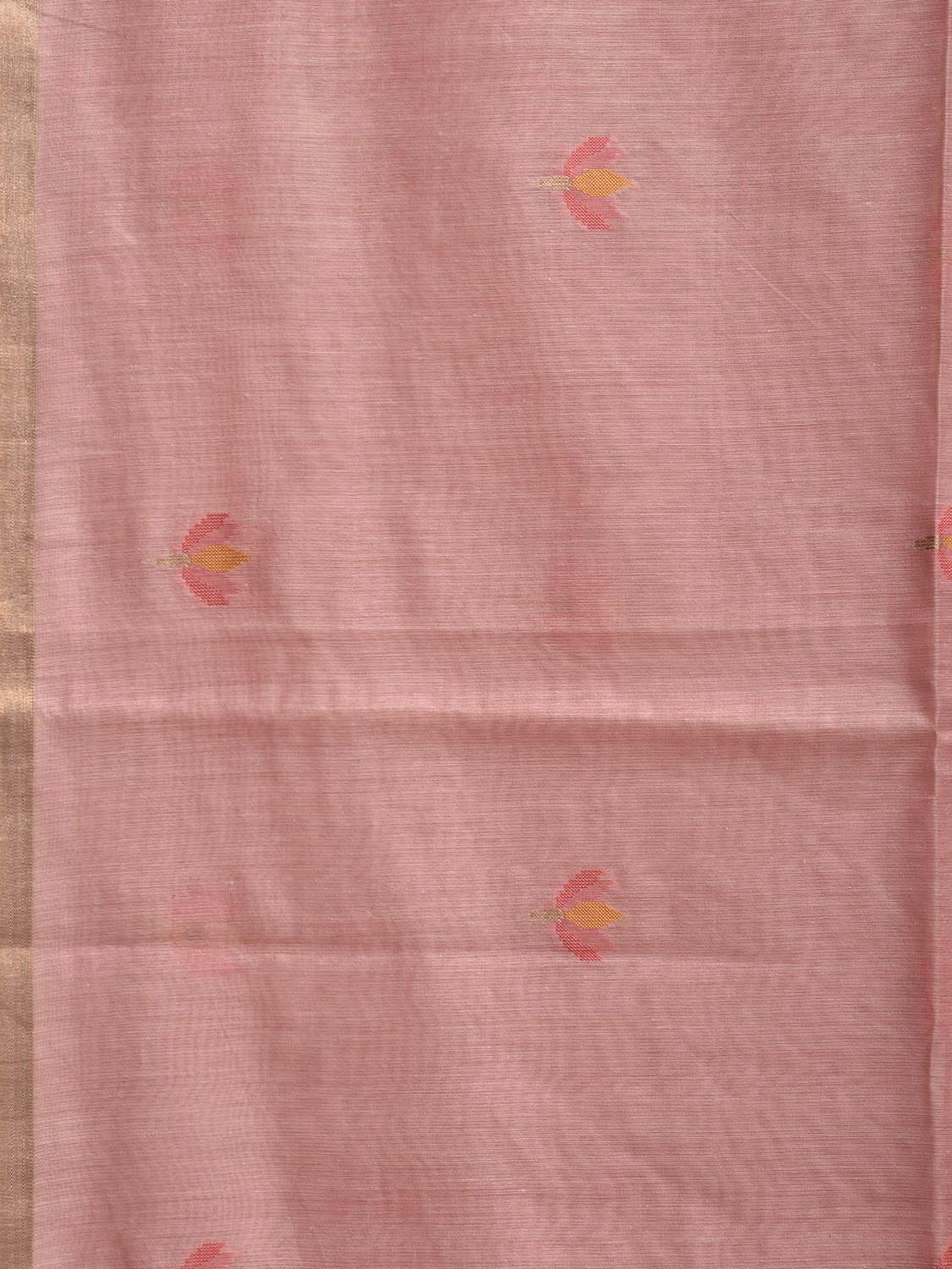Baby Pink Dhakai Jamdani Cotton Viscose Saree with Floral Pallu Design dj0160