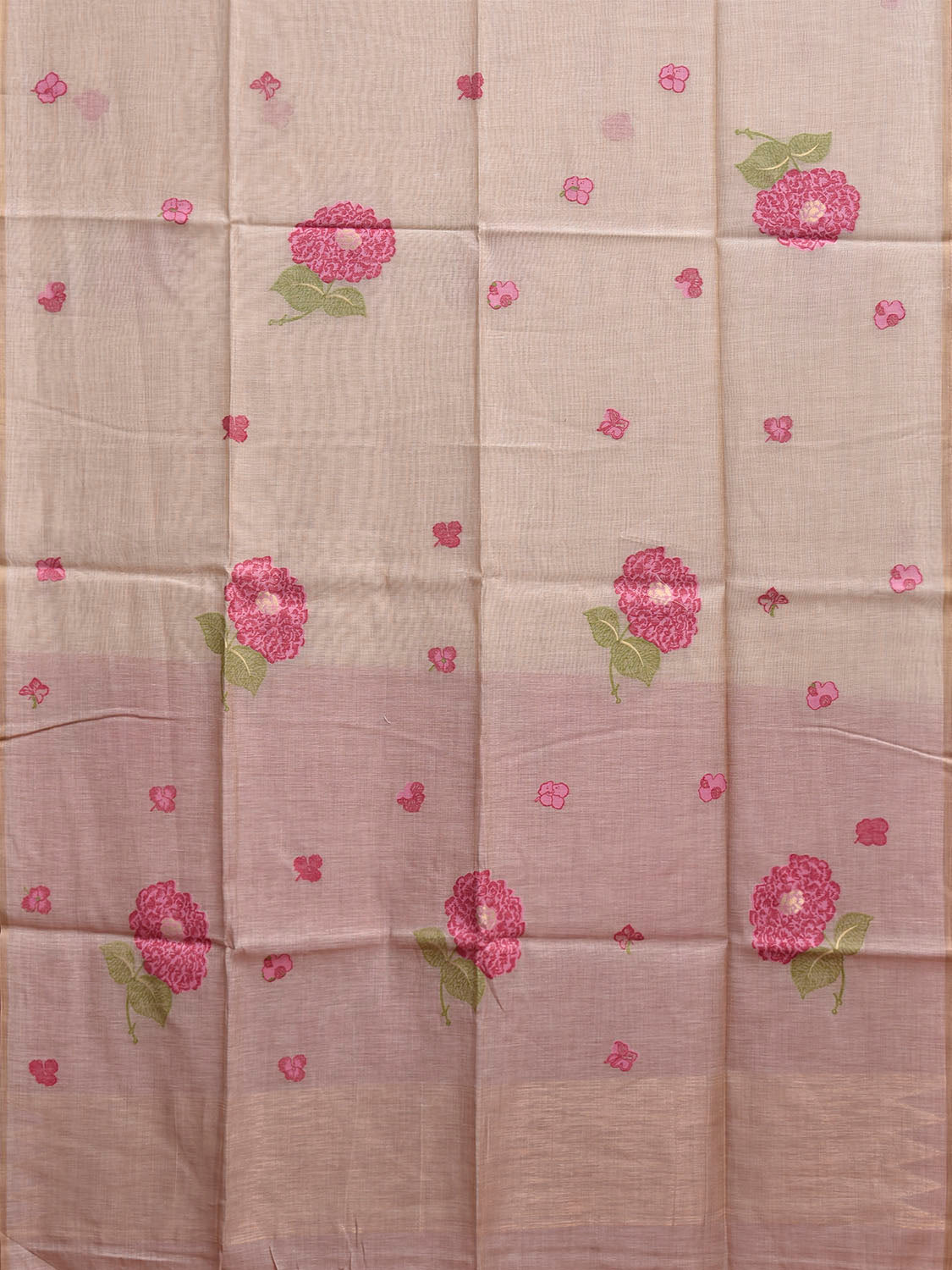 Beige Dhakai Jamdani Cotton Viscose Saree with Floral Buta Design dj0161