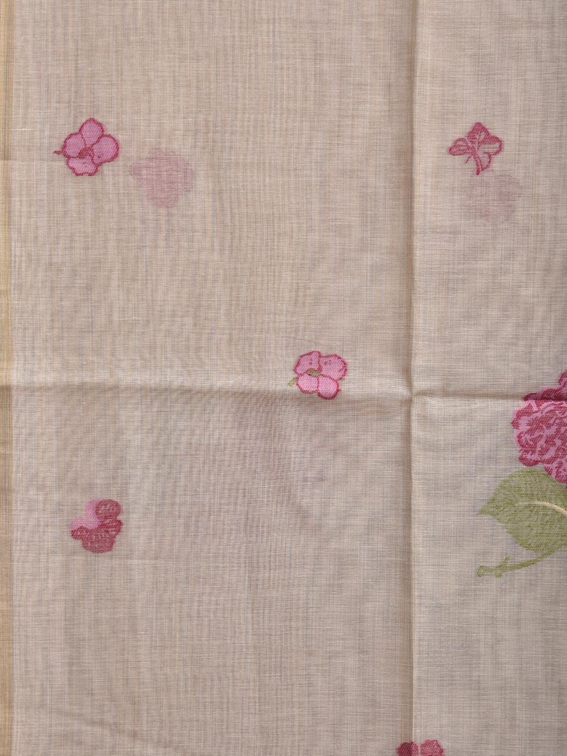 Beige Dhakai Jamdani Cotton Viscose Saree with Floral Buta Design dj0161