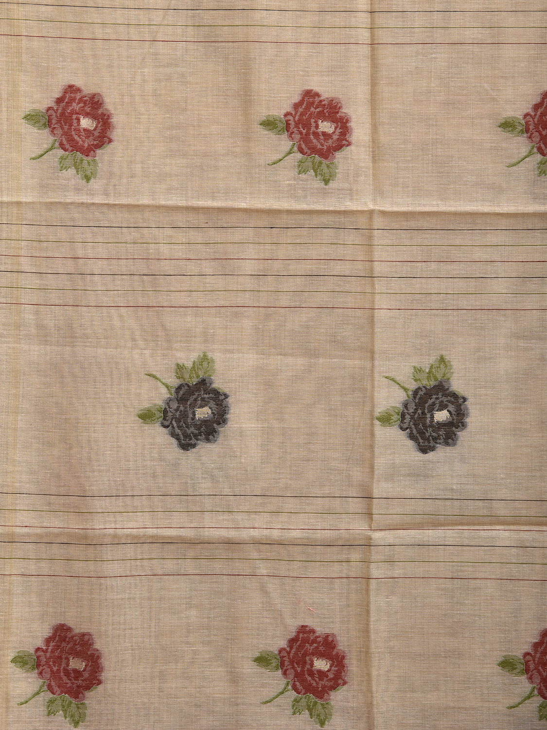 Cream Dhakai Jamdani Cotton Viscose Saree with Floral Buta and Pallu Design dj0167