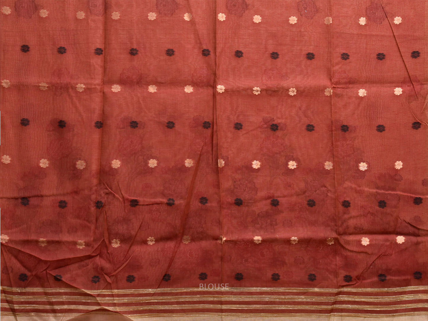 Cream Dhakai Jamdani Cotton Viscose Saree with Floral Buta and Pallu Design dj0167