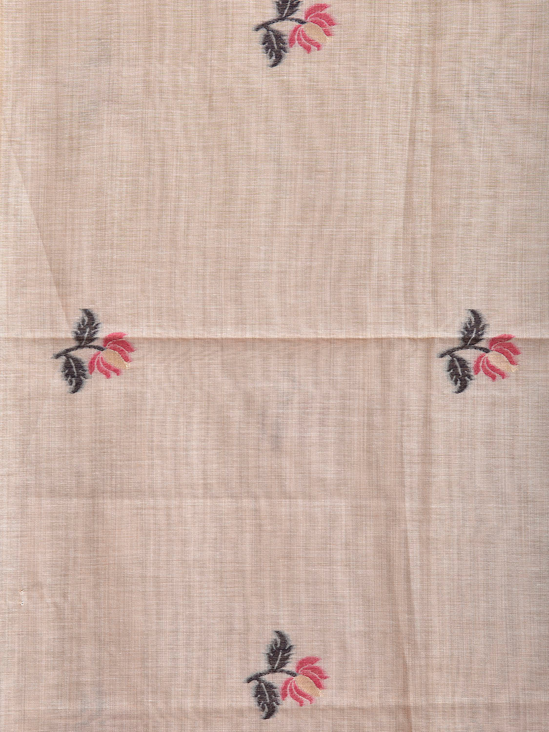 White Dhakai Jamdani Cotton Viscose Saree with Lotus Buta and Cows Pallu Design dj0169