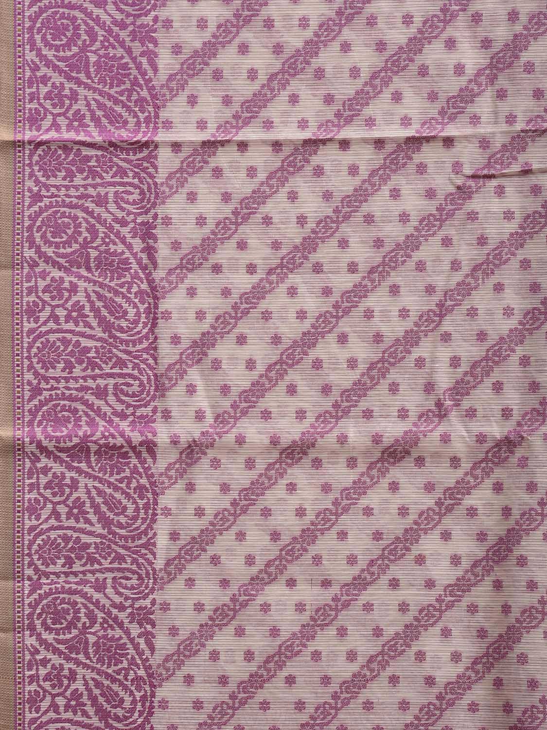 Pink and White Dhakai Jamdani Cotton Viscose Saree with Diagonal and Mango Design dj0172