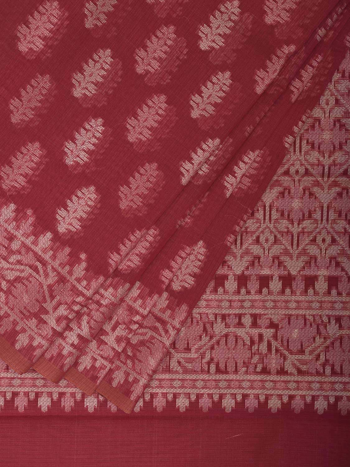 Pink Dhakai Jamdani Cotton Viscose Saree with Body Buta and Pallu Design dj0174