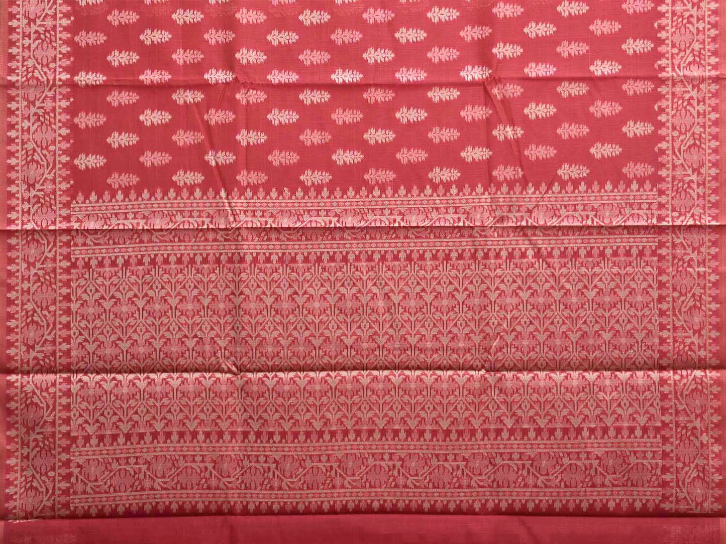 Pink Dhakai Jamdani Cotton Viscose Saree with Body Buta and Pallu Design dj0174