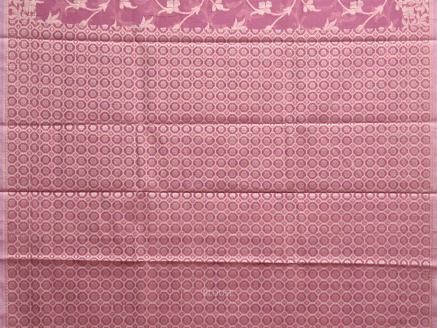 Lavender Dhakai Jamdani Cotton Viscose Saree with Floral Border and Pallu Design dj0178