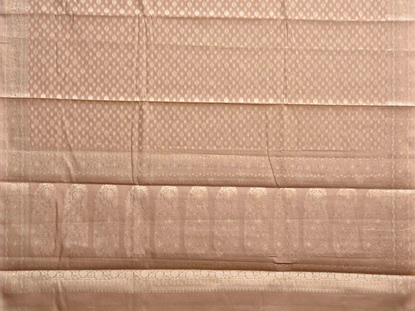 Cream Dhakai Jamdani Cotton Viscose Saree with Body Buta and Pallu Design dj0179