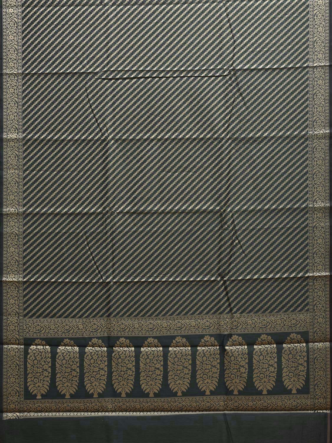 Dark Green Dhakai Jamdani Cotton Viscose Saree with Diagonal and Floral Pallu Design dj0181