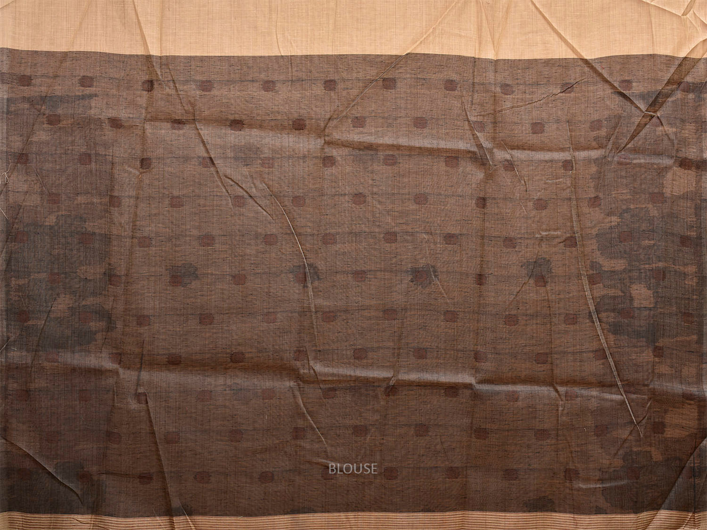 Fawn Dhakai Jamdani Cotton Viscose Saree with Floral Buta and Pallu Design dj0186