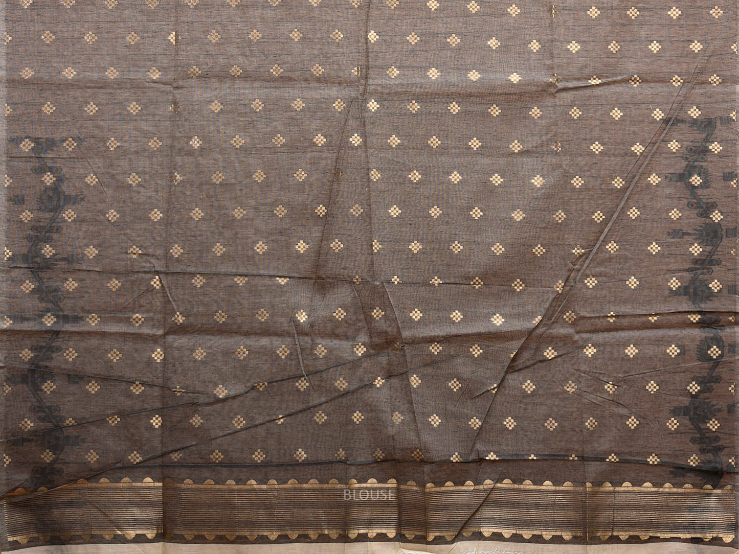 White and Black Dhakai Jamdani Cotton Viscose Saree with Border and Pallu Design dj0189