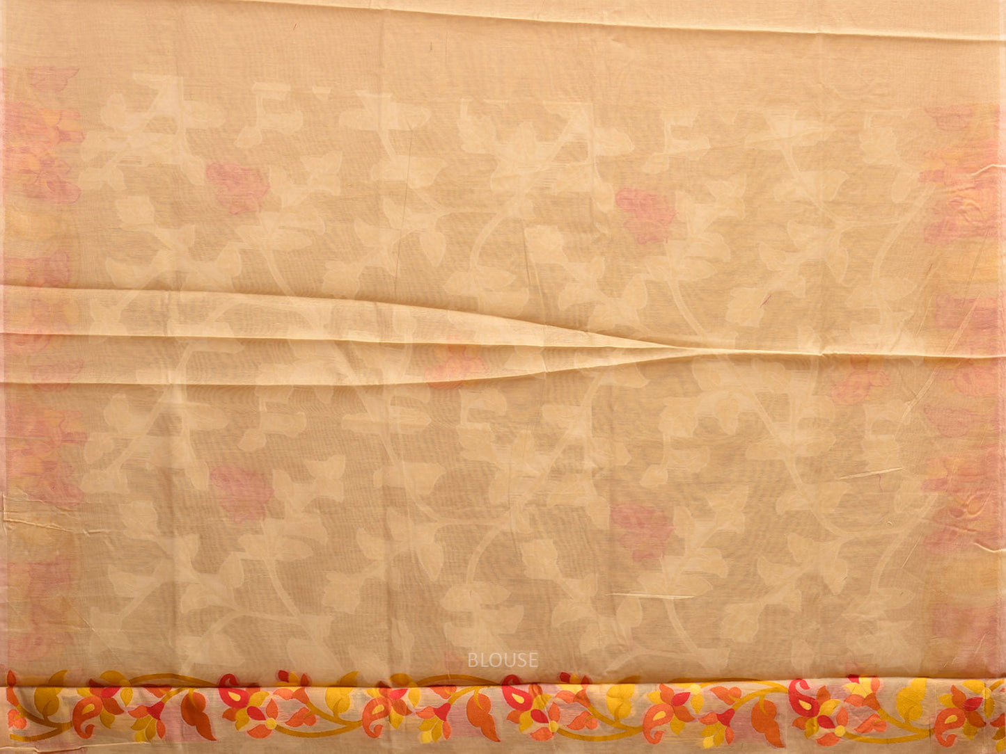 Cream Dhakai Jamdani Cotton Viscose Saree with All Over Floral Design dj0192