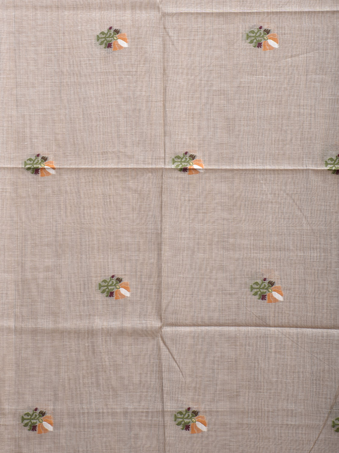 Light Khaki Dhakai Jamdani Cotton Viscose Saree with Floral Buta and Pallu Design dj0197