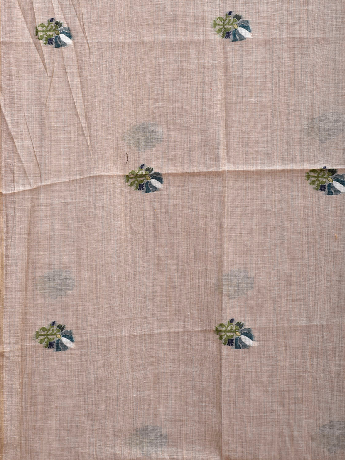 Light Khaki Dhakai Jamdani Cotton Viscose Saree with Floral Buta and Pallu Design dj0199