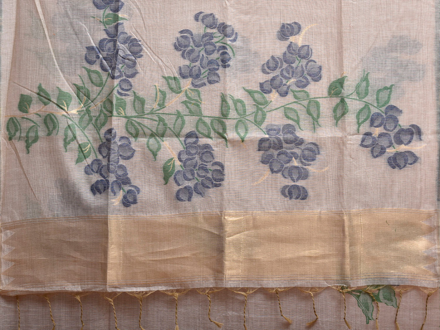 Light Khaki Dhakai Jamdani Cotton Viscose Saree with Floral Body Buta and Pallu Design dj0202