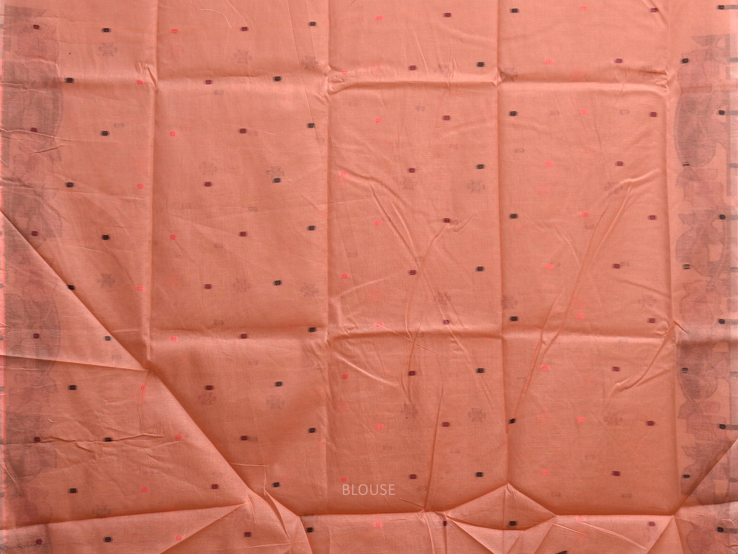 Peach Dhakai Jamdani Cotton Viscose Saree with Floral Border and Pallu Design dj0204