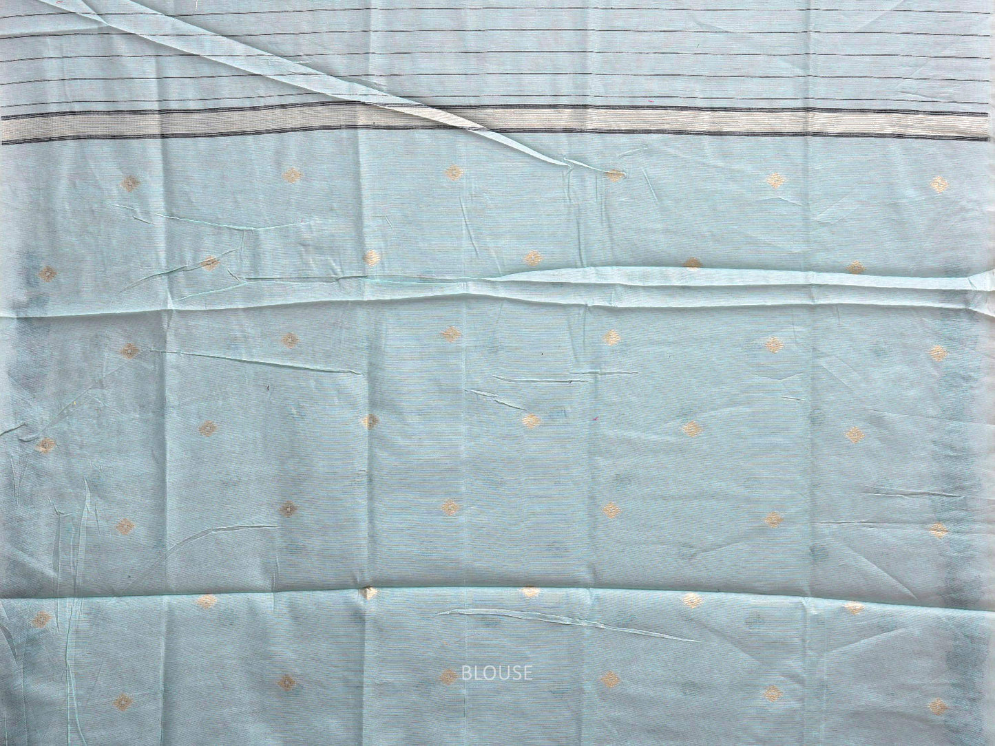 Light Turquoise Dhakai Jamdani Cotton Viscose Saree with Floral Border and Pallu Design dj0206