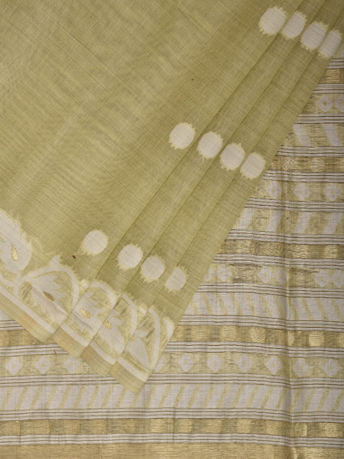 Light Yellow Dhakai Jamdani Cotton Viscose Saree with Border and Pallu Design dj0214