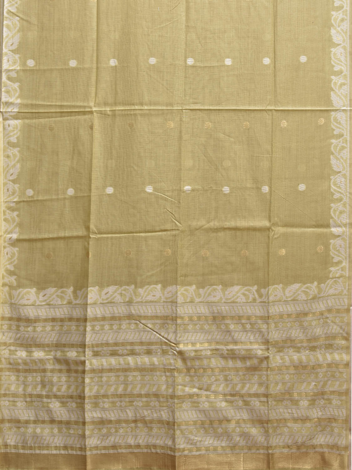 Light Yellow Dhakai Jamdani Cotton Viscose Saree with Border and Pallu Design dj0214