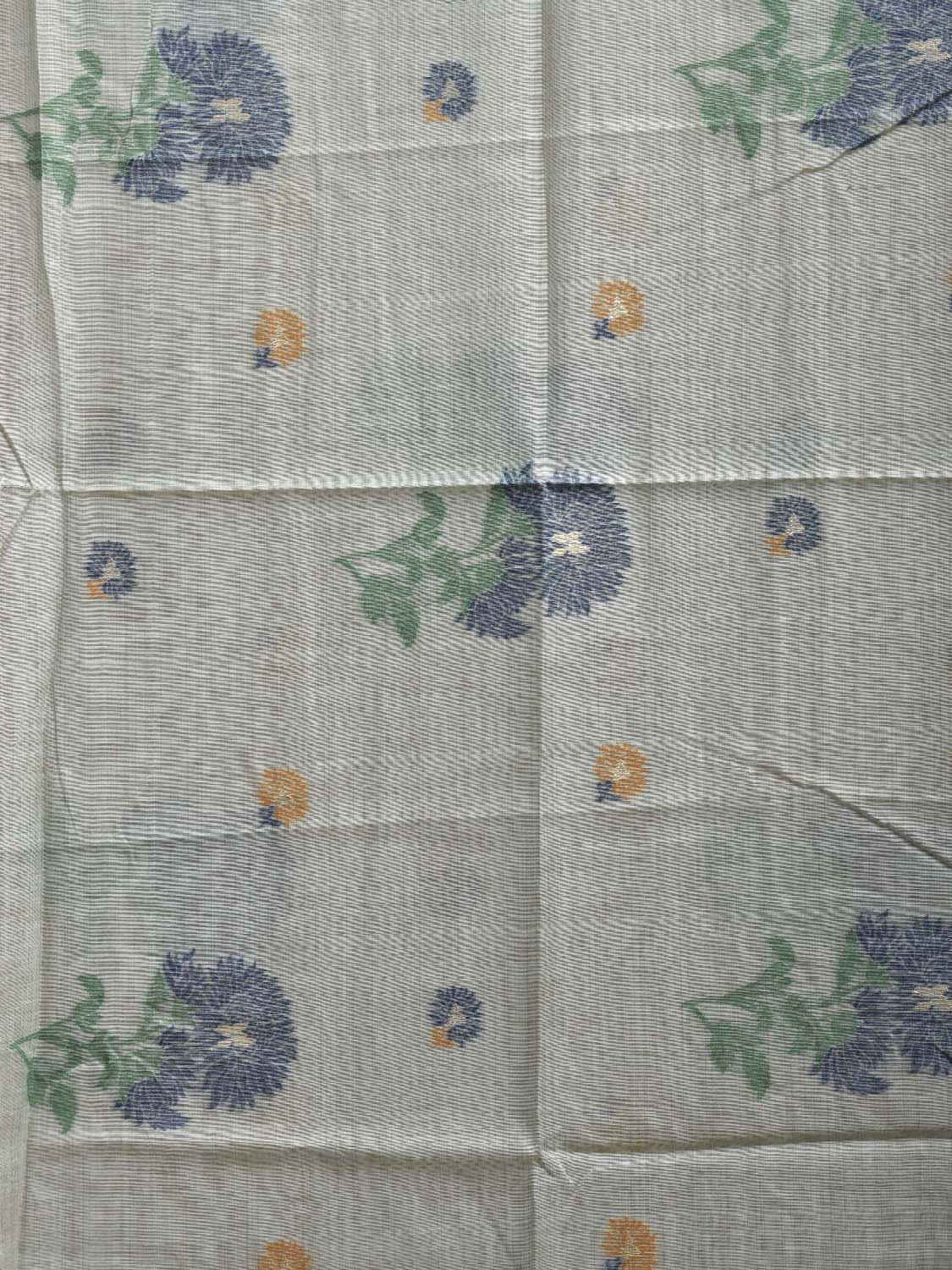 Light Turquoise Dhakai Jamdani Cotton Viscose Saree with Floral Body Buta and Pallu Design dj0216