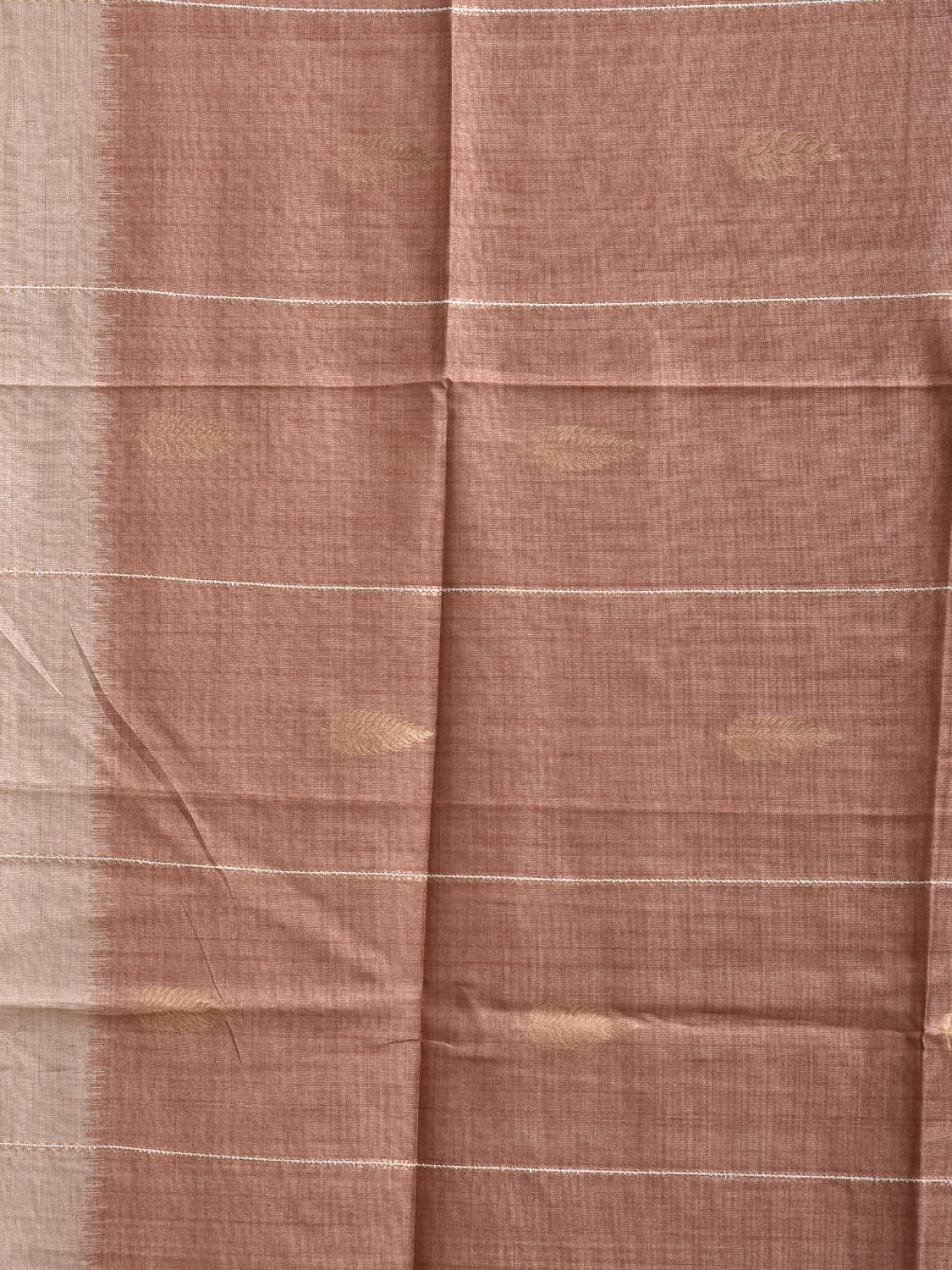 Peach Dhakai Jamdani Cotton Viscose Saree with Body Buta and Painting Pallu Design dj0217
