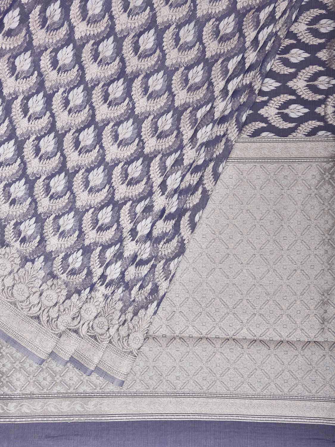 Dark Blue Dhakai Jamdani Cotton Viscose Saree with All Over Buta Design dj0224