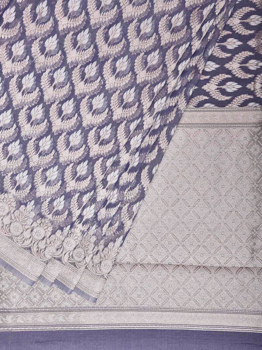 Dark Blue Dhakai Jamdani Cotton Viscose Saree with All Over Buta Design dj0224