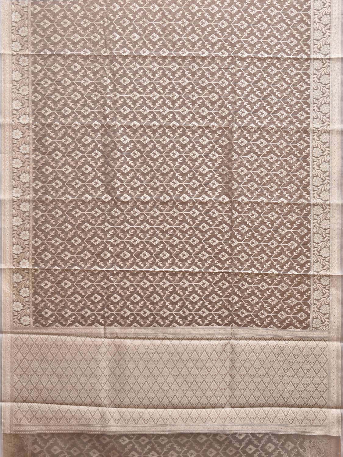 Light Brown Dhakai Jamdani Cotton Viscose Saree with All Over Grill Design dj0226