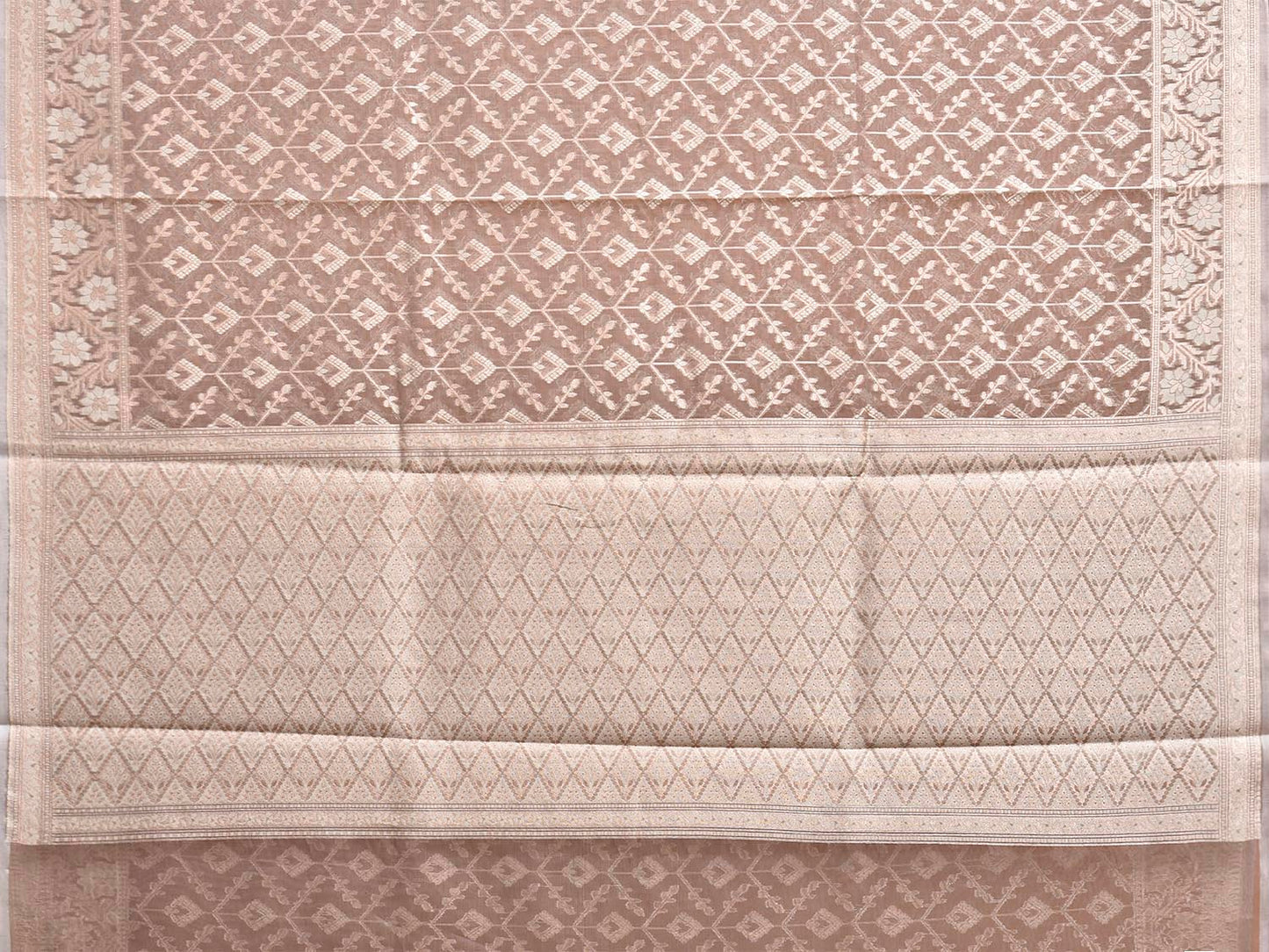 Light Brown Dhakai Jamdani Cotton Viscose Saree with All Over Grill Design dj0226