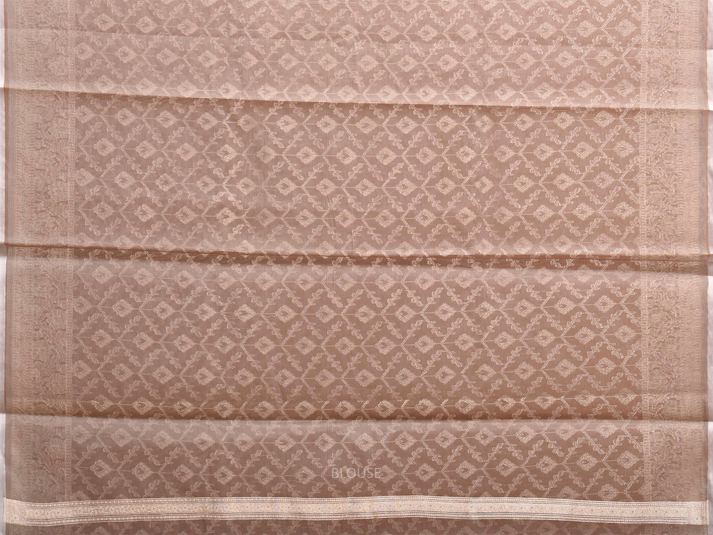 Light Brown Dhakai Jamdani Cotton Viscose Saree with All Over Grill Design dj0226