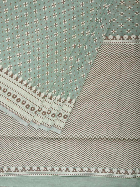 Light Turquoise Dhakai Jamdani Cotton Viscose Saree with All Over Small Buta Design dj0227