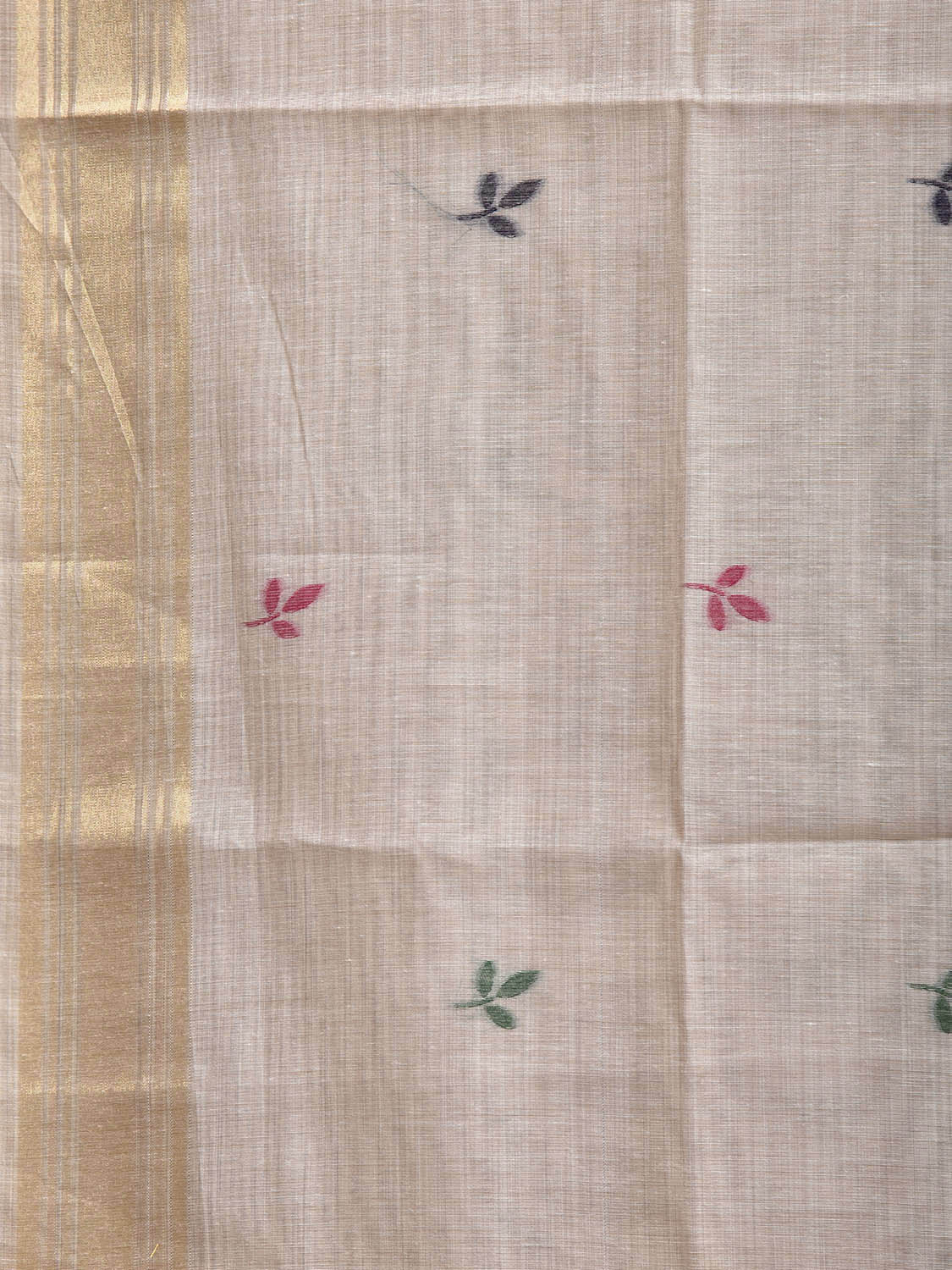 Beige and Yellow Dhakai Jamdani Cotton Viscose Saree with Birds and Tree Pallu Design dj0229
