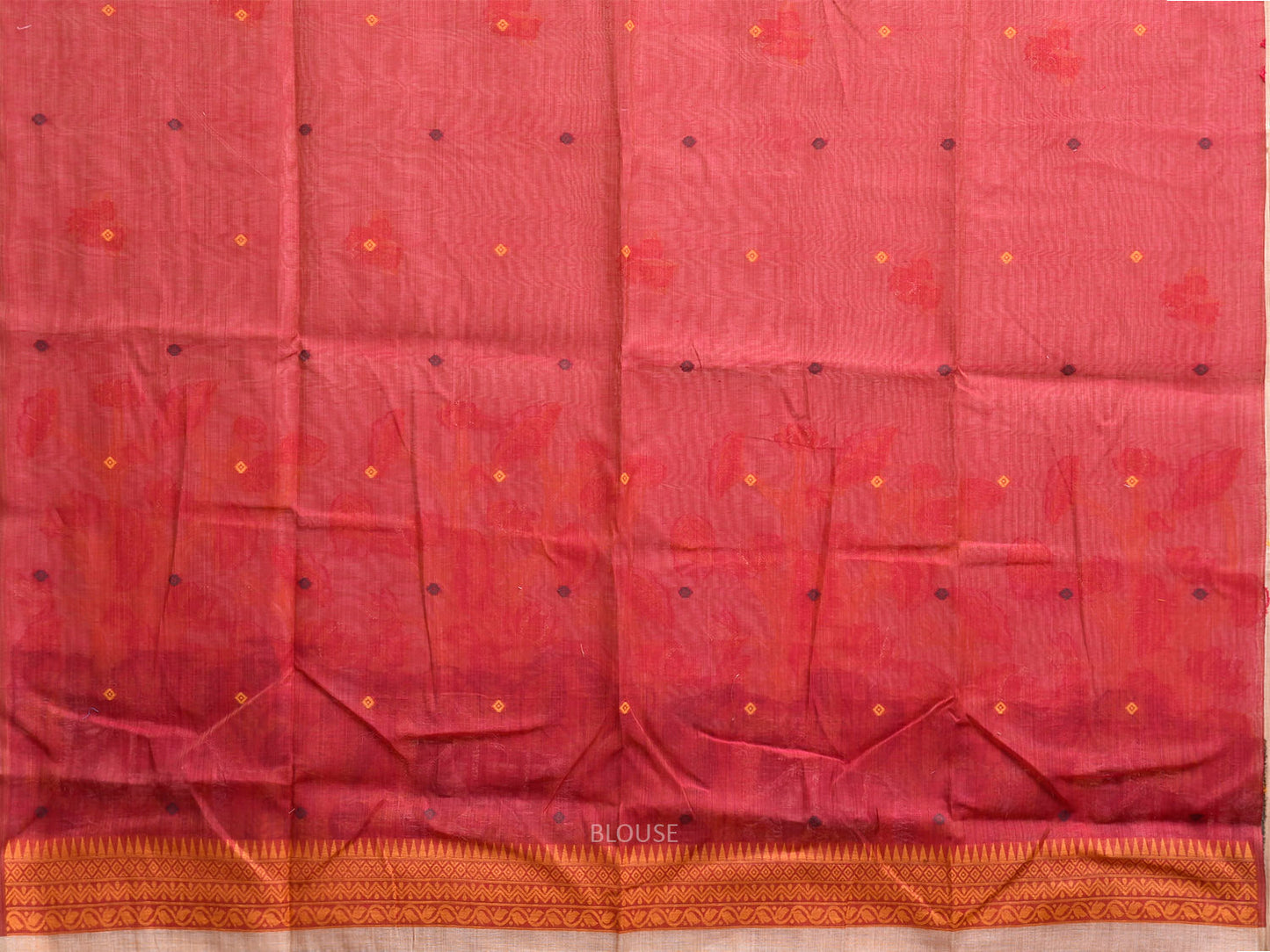 Beige and Yellow Dhakai Jamdani Cotton Viscose Saree with Buta and Cows Pallu Design dj0230