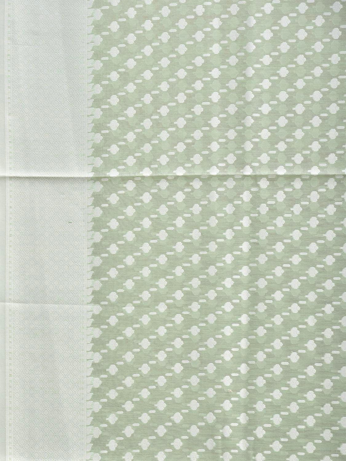 Light Green Dhakai Jamdani Cotton Viscose Saree with Small Buta and Pallu Design dj0236