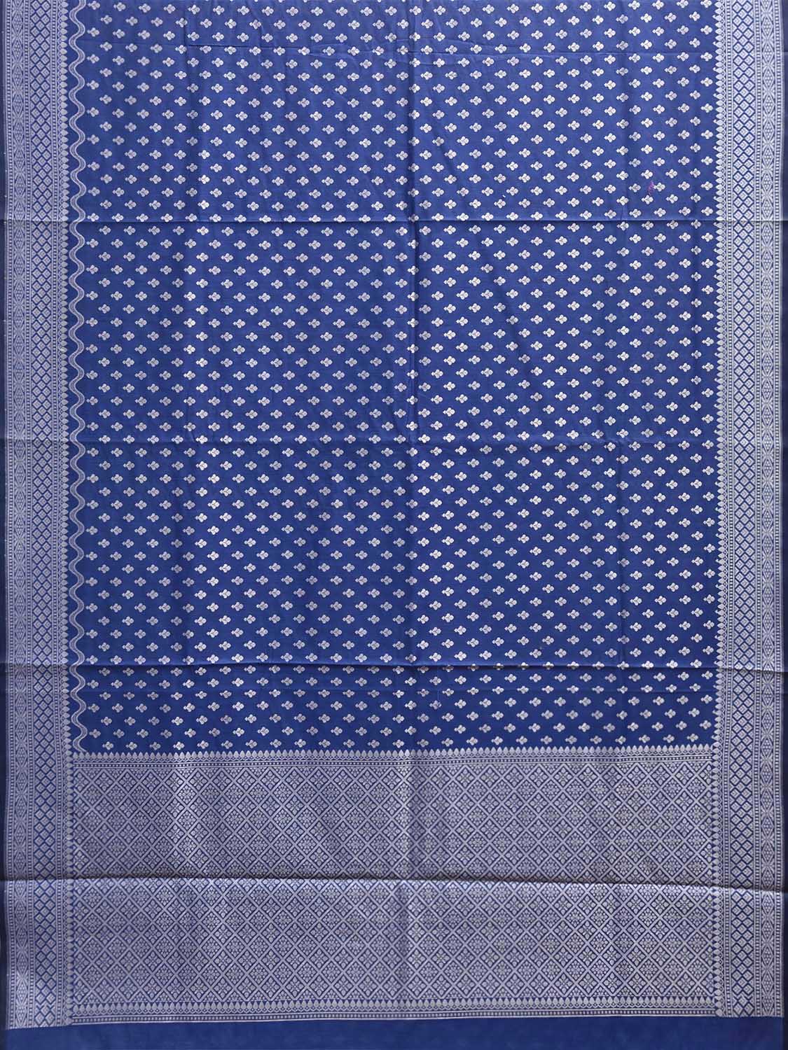 Blue Dhakai Jamdani Cotton Viscose Saree with Small Buta and Pallu Design dj0238