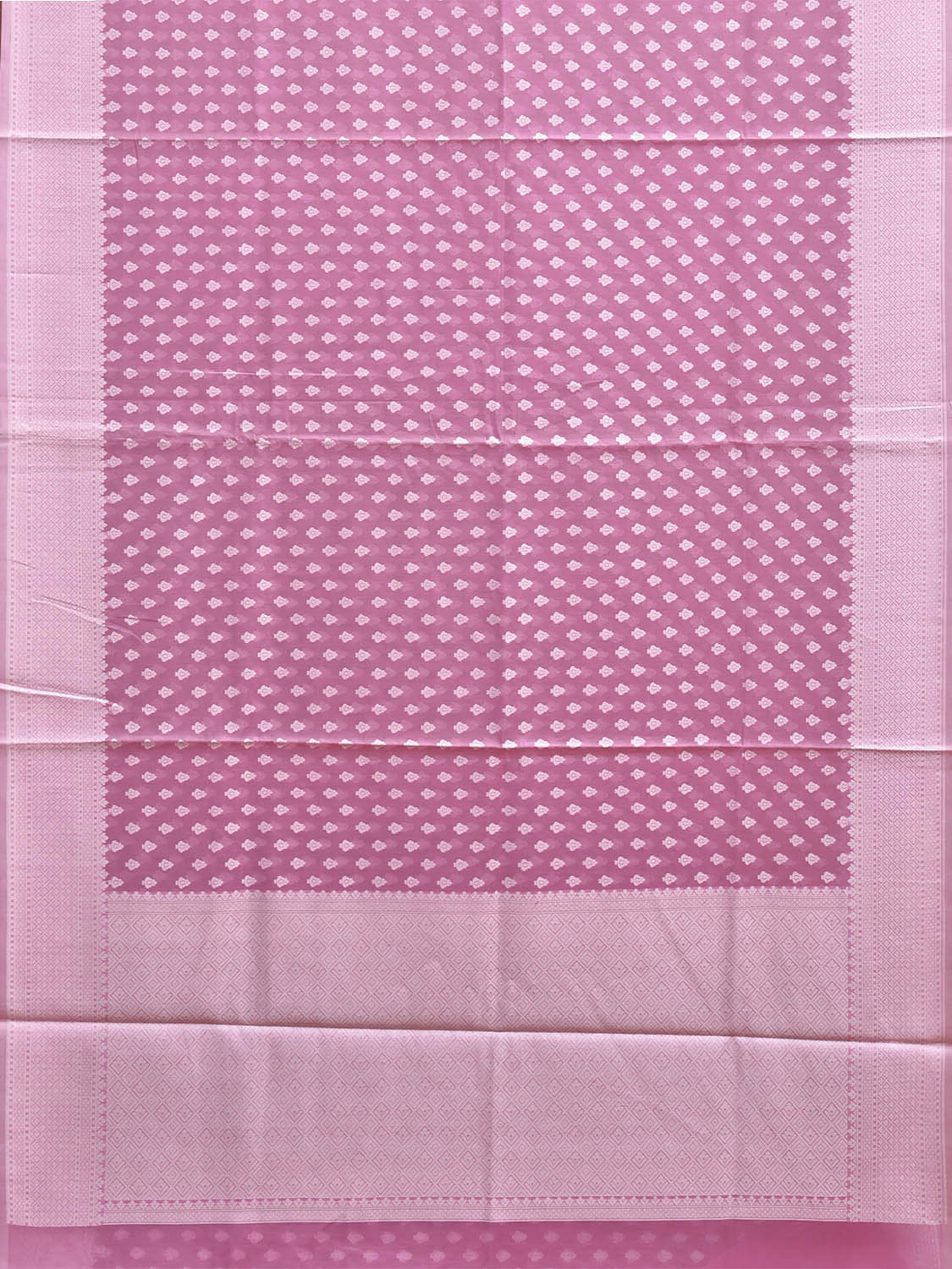 Pink Dhakai Jamdani Cotton Viscose Saree with Small Buta and Pallu Design dj0239